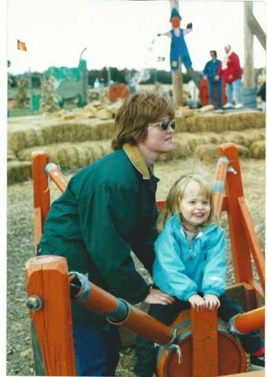 My wife and daughter at Cox Farms in 2001.